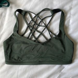 size 4 army green free to be lululemon sports bra